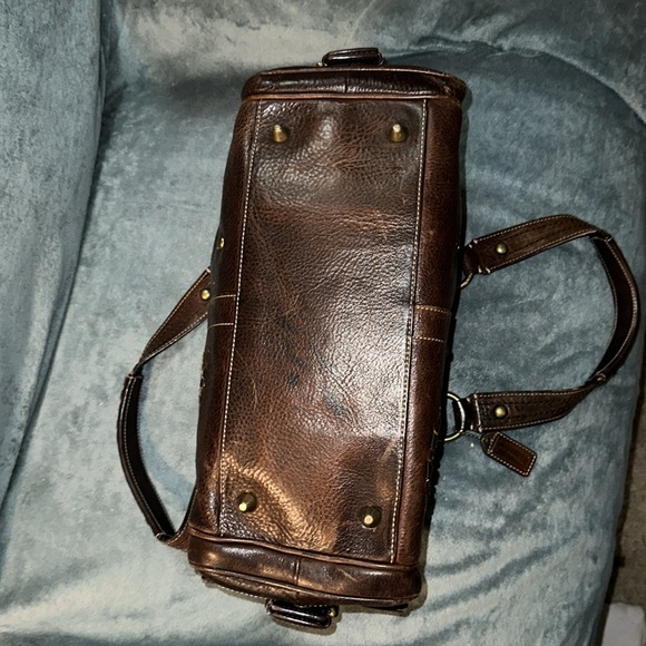 Coach distressed leather studded bag with side buckle magnetic button pockets π - Picture 6 of 14